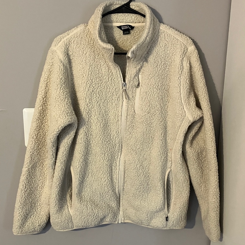 Eddie Bauer Cream Fleece Jacket Size Medium